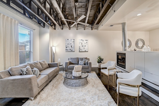 living room with hardwood / wood-style floors