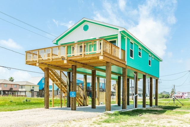 view of front of property with a deck