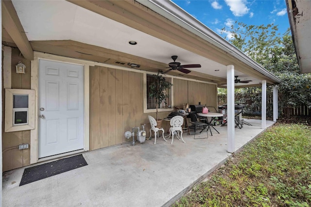 view of patio with ceiling fan