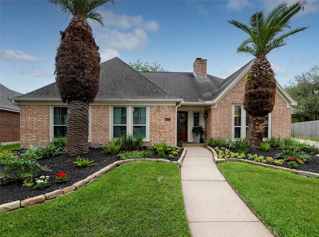 view of front of property with a front lawn