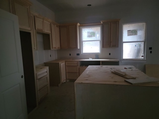 kitchen featuring light brown cabinets