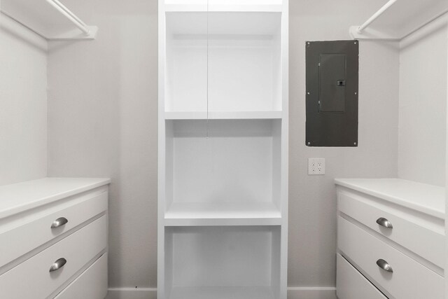 spacious closet with electric panel