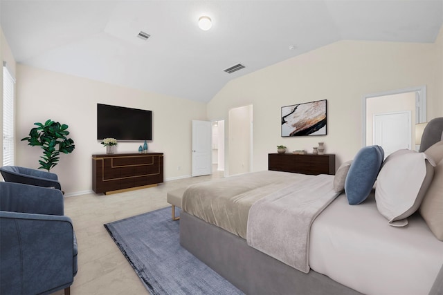 bedroom with vaulted ceiling