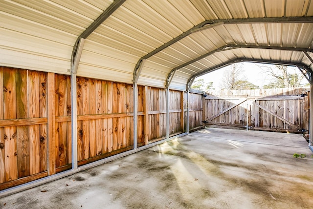 garage with a gate