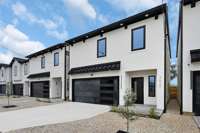 contemporary home featuring a garage