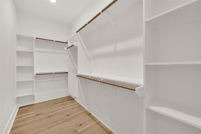 spacious closet featuring light hardwood / wood-style floors