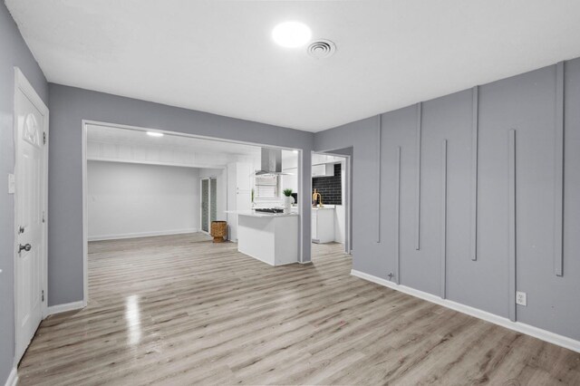 unfurnished living room featuring light hardwood / wood-style floors