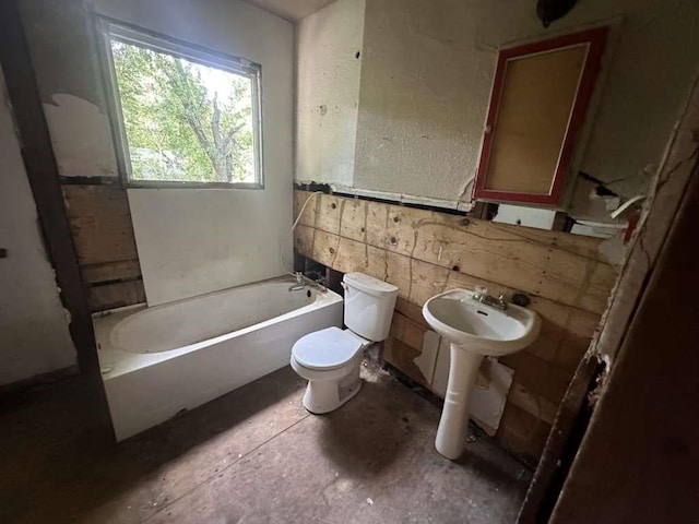 bathroom with a bath and toilet