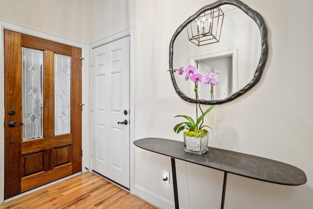 foyer entrance featuring light hardwood / wood-style floors