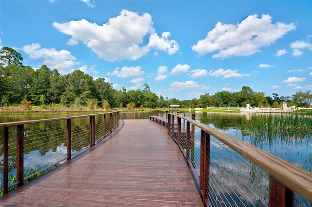 view of dock featuring a water view