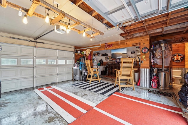 garage with a garage door opener