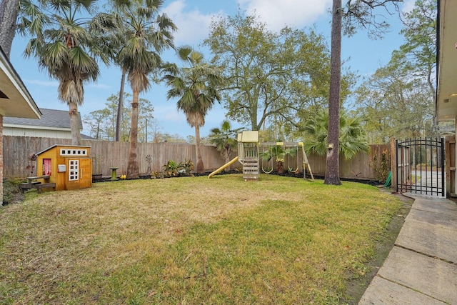 view of yard featuring a playground