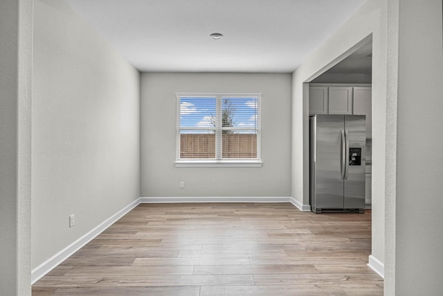 unfurnished dining area with light wood-type flooring