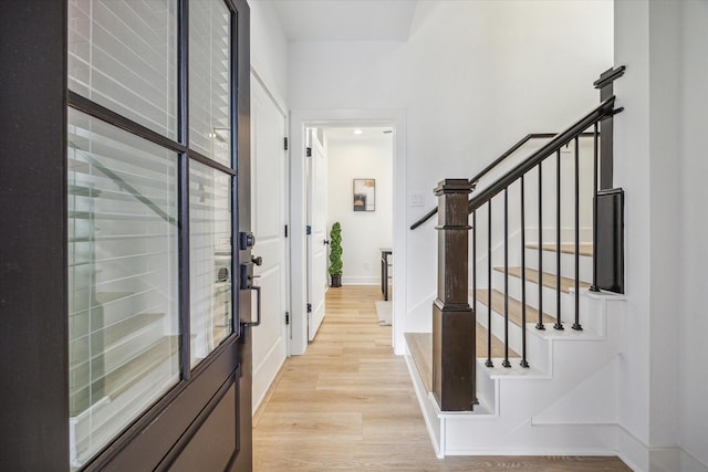 entrance foyer with light wood-type flooring