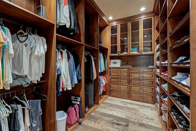 spacious closet featuring hardwood / wood-style flooring