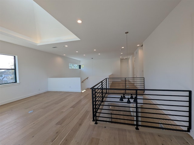 staircase featuring hardwood / wood-style flooring