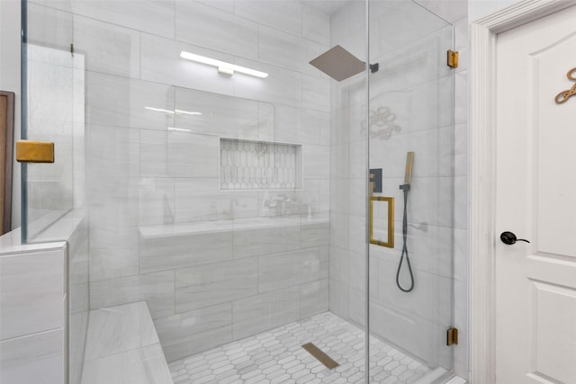 bathroom featuring walk in shower