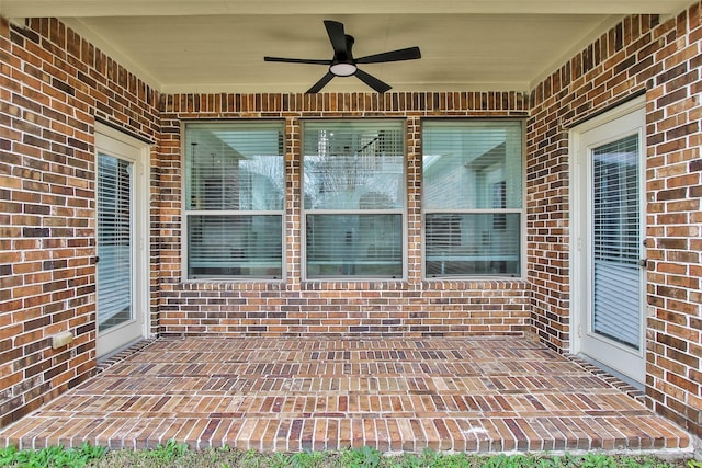 view of patio / terrace with ceiling fan