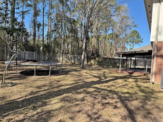 view of yard featuring a trampoline