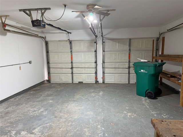 garage with a garage door opener