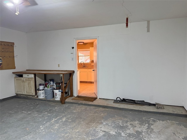 garage with a sink