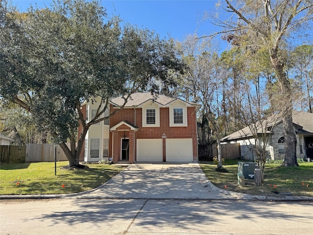 view of front facade with a garage and a front yard