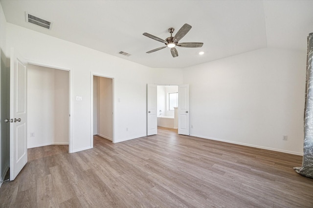 14231 Walworth Creek Ct, Rosharon, TX 77583 - unfurnished bedroom featuring wood finished floors, recessed lighting, ceiling fan, connected bathroom, and baseboards