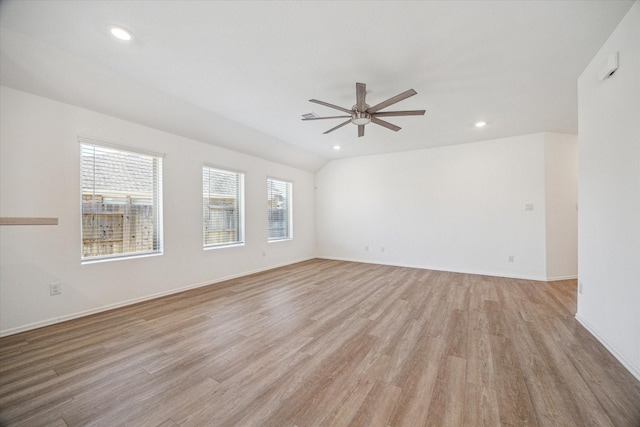 14231 Walworth Creek Ct, Rosharon, TX 77583 - unfurnished room featuring a ceiling fan, light wood-type flooring, recessed lighting, and baseboards