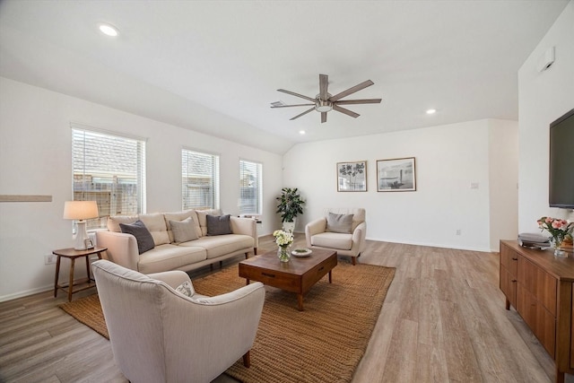 14231 Walworth Creek Ct, Rosharon, TX 77583 - living area with light wood-type flooring, a ceiling fan, recessed lighting, and baseboards