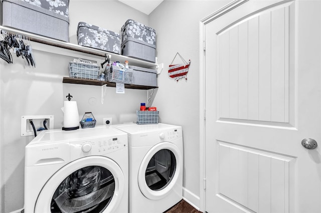 laundry room featuring washer and dryer