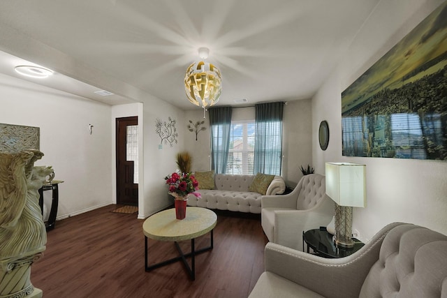 living room featuring dark hardwood / wood-style floors