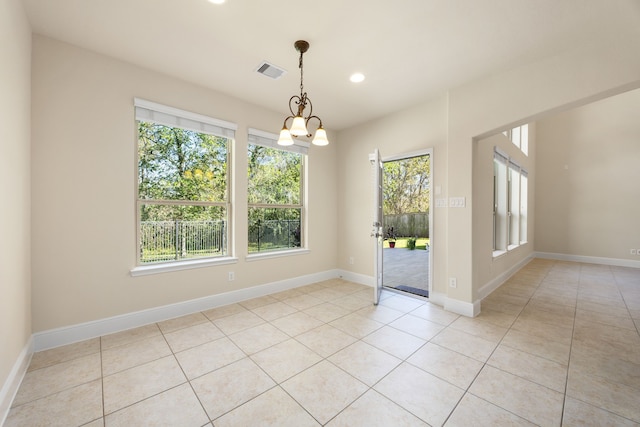 interior space featuring an inviting chandelier