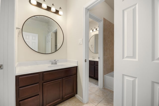 bathroom featuring vanity and tile patterned floors