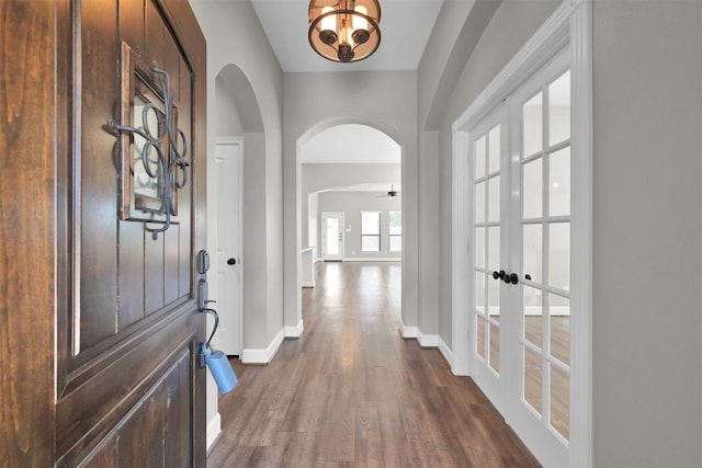 foyer with dark wood-type flooring