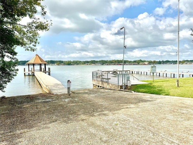 view of dock featuring a water view