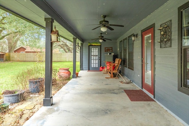 view of patio / terrace with ceiling fan