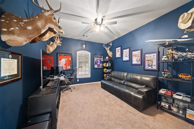 interior space featuring ceiling fan