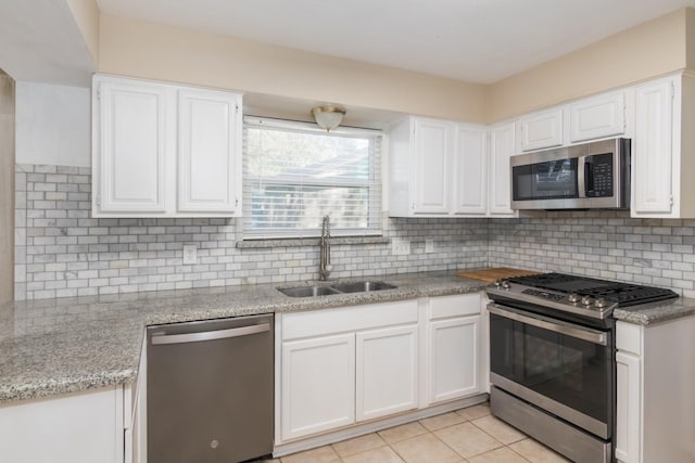 kitchen with white cabinetry, sink, and appliances with stainless steel finishes