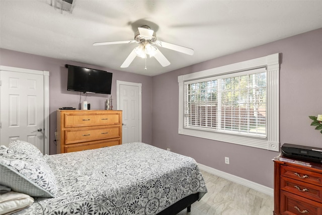 bedroom featuring ceiling fan