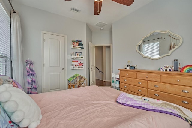 bedroom featuring ceiling fan