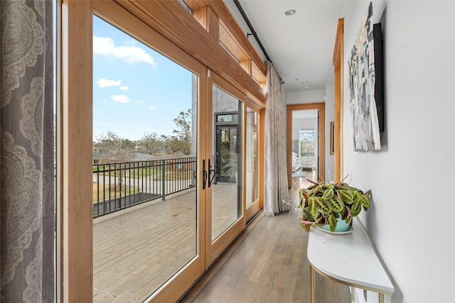 doorway to outside with hardwood / wood-style flooring and french doors