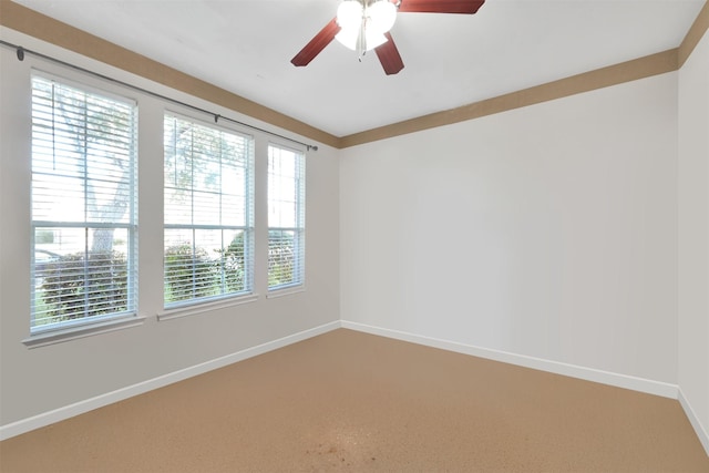 unfurnished room featuring ceiling fan