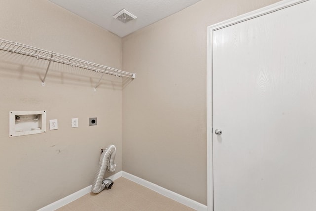 clothes washing area featuring washer hookup and hookup for an electric dryer