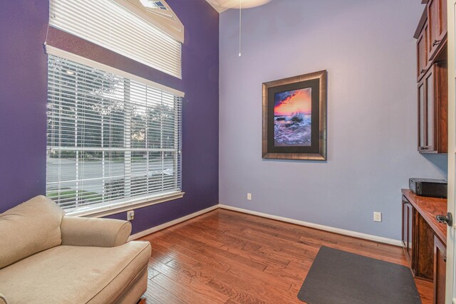 sitting room featuring dark hardwood / wood-style floors