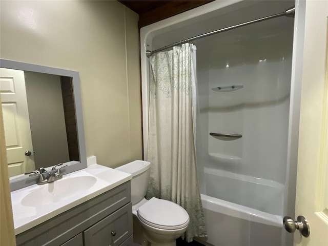 full bathroom with vanity, toilet, and shower / bath combo