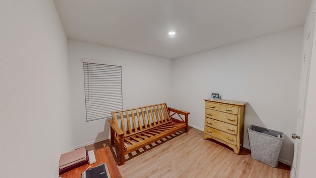 bedroom with light wood-type flooring