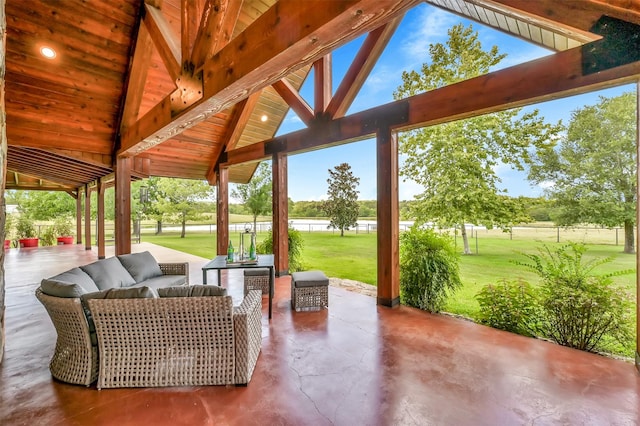 view of patio / terrace with a gazebo and an outdoor living space