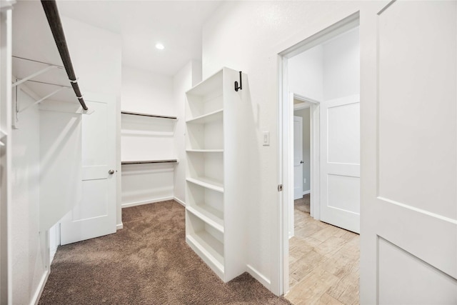 walk in closet featuring carpet