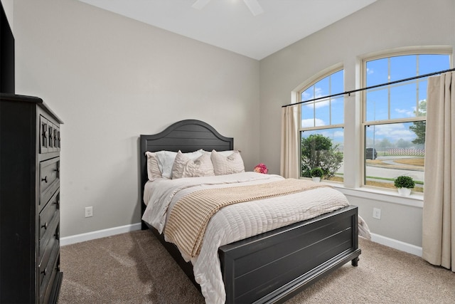 bedroom with carpet and ceiling fan