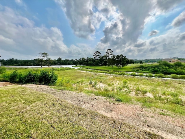 view of landscape featuring a water view and a rural view